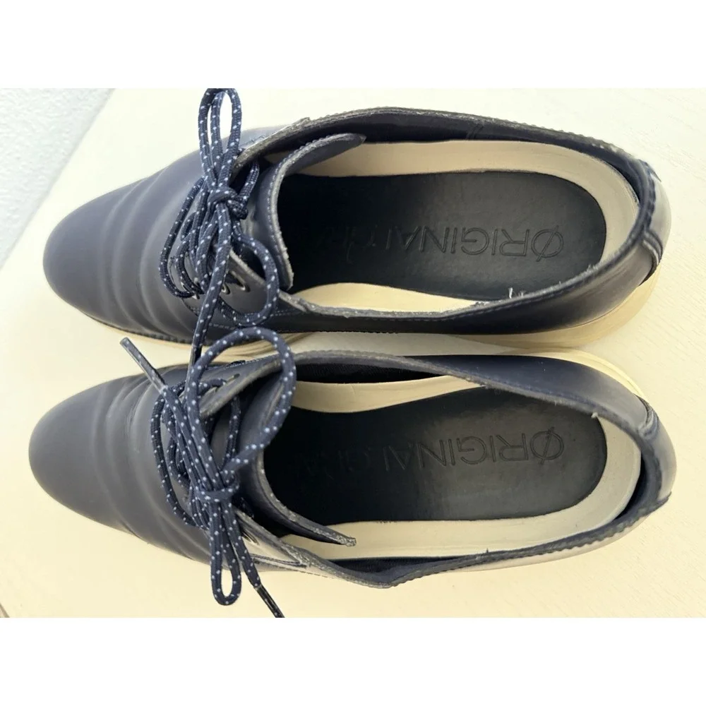 Cole Haan Men's Grand OS Deep Navy Blue Leather Oxford Lace Up Shoes Size 8